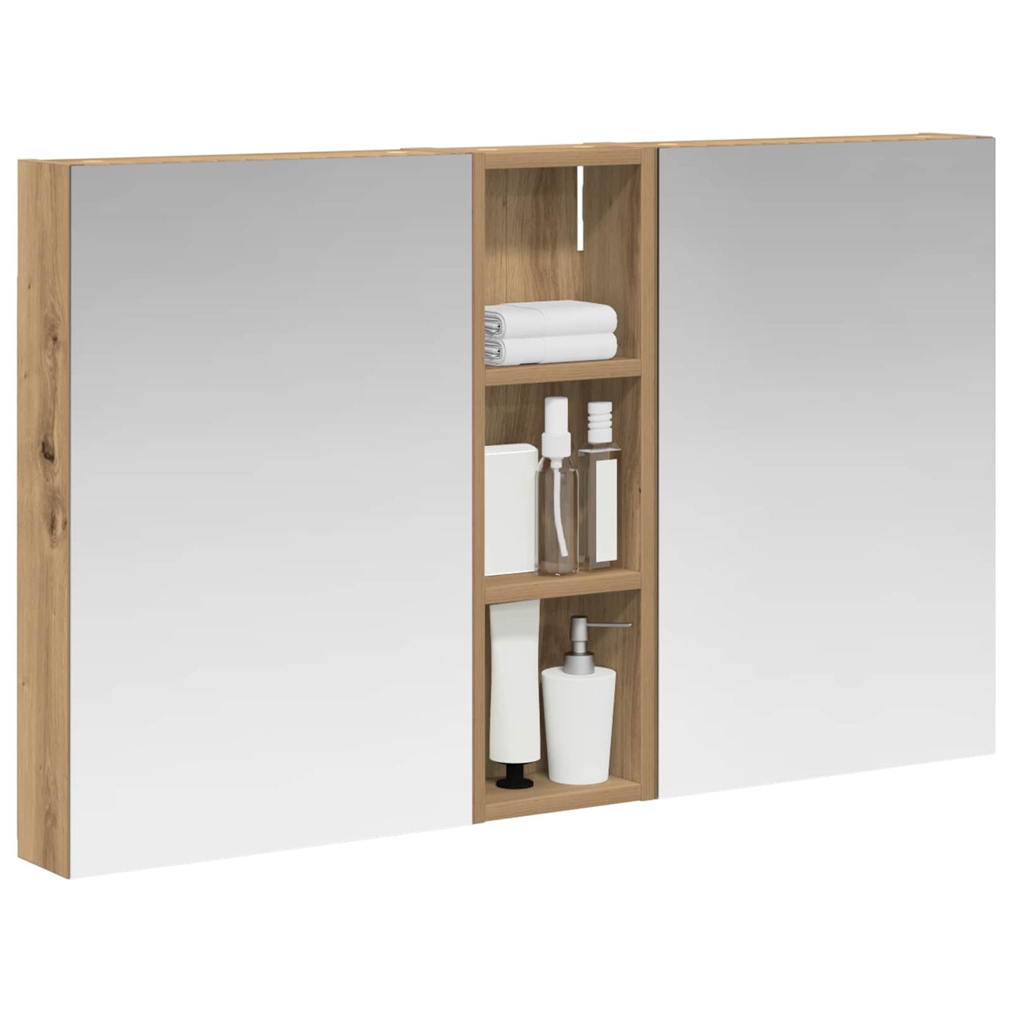 Baderomsskapsett 3 stk. 100 x 10,5 x 60,5 cm Konstruert tre