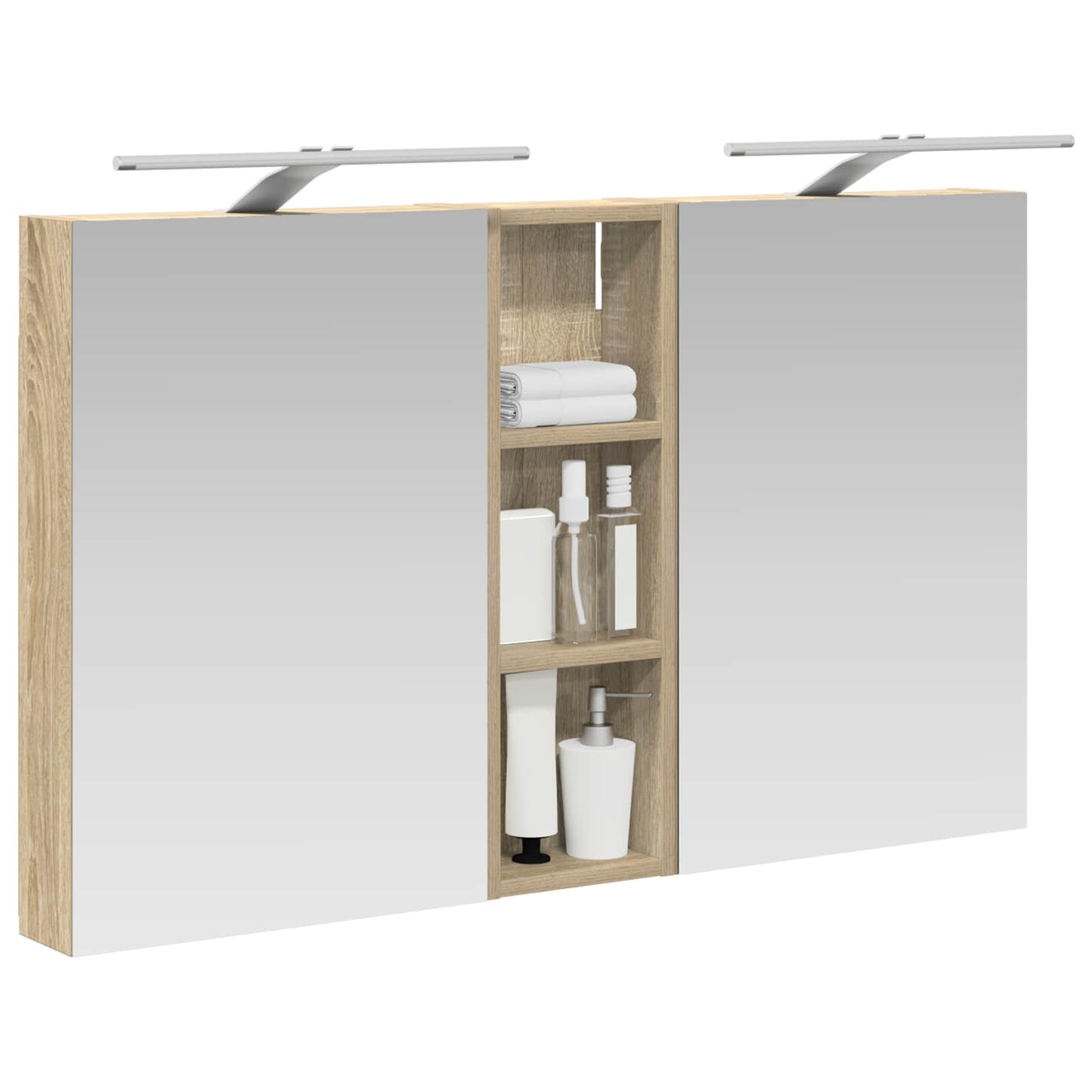 Baderomsskapsett 3 pcs 100 x 10,5 x 60,5 cm Konstruert tre