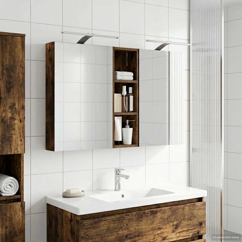 Baderomsskapsett 3 pcs 100 x 10,5 x 60,5 cm Konstruert tre
