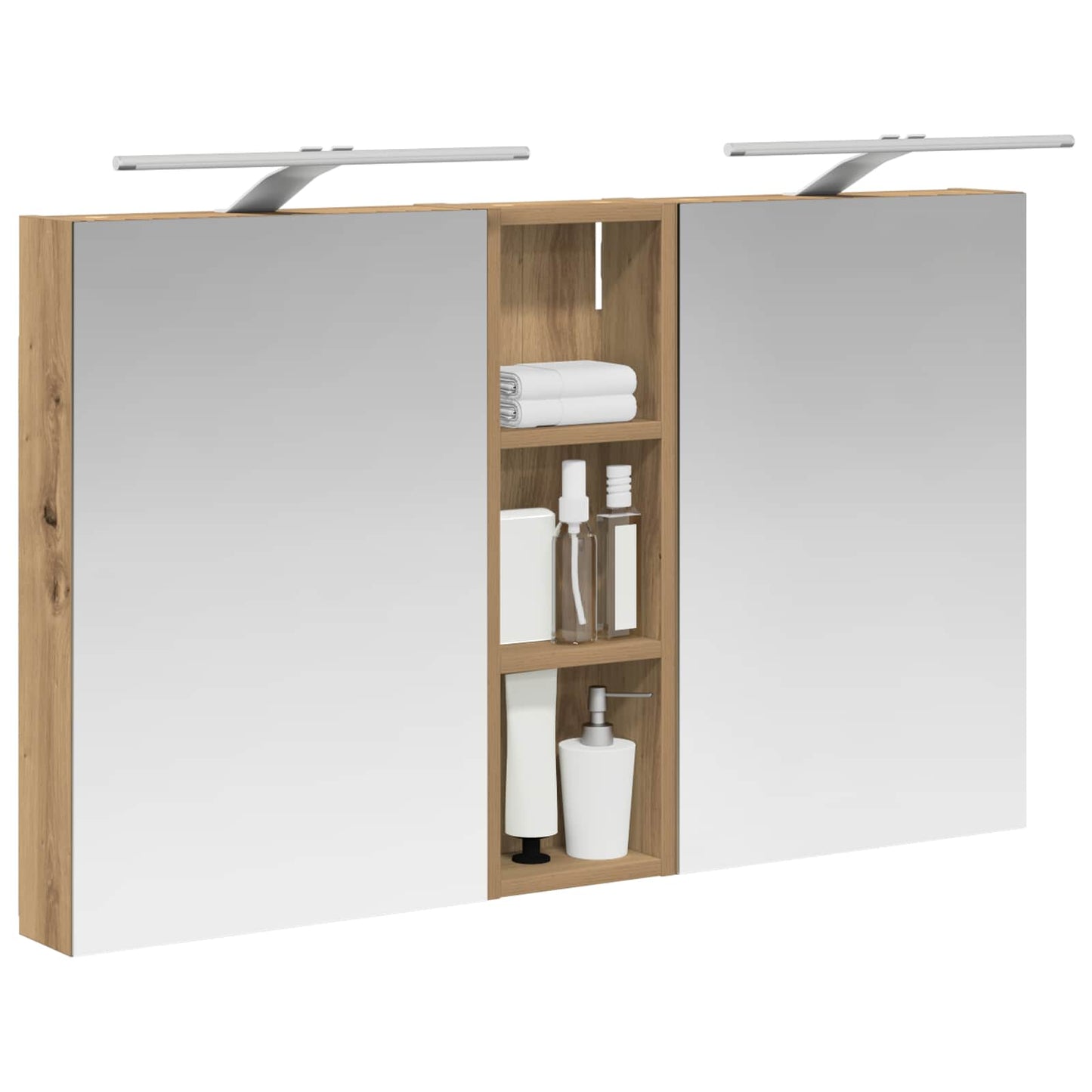 Baderomsskapsett 3 stk. 100 x 10,5 x 60,5 cm Konstruert tre
