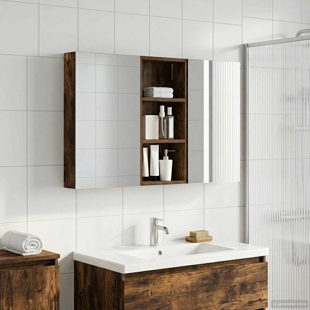 Baderomsskapsett 3 pcs 110 x 10,5 x 60,5 cm Konstruert tre