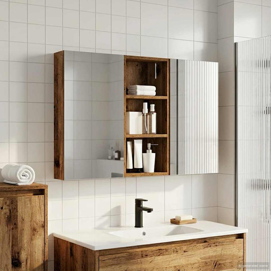 Baderomsskapsett 3 pcs 110 x 10,5 x 60,5 cm Konstruert tre