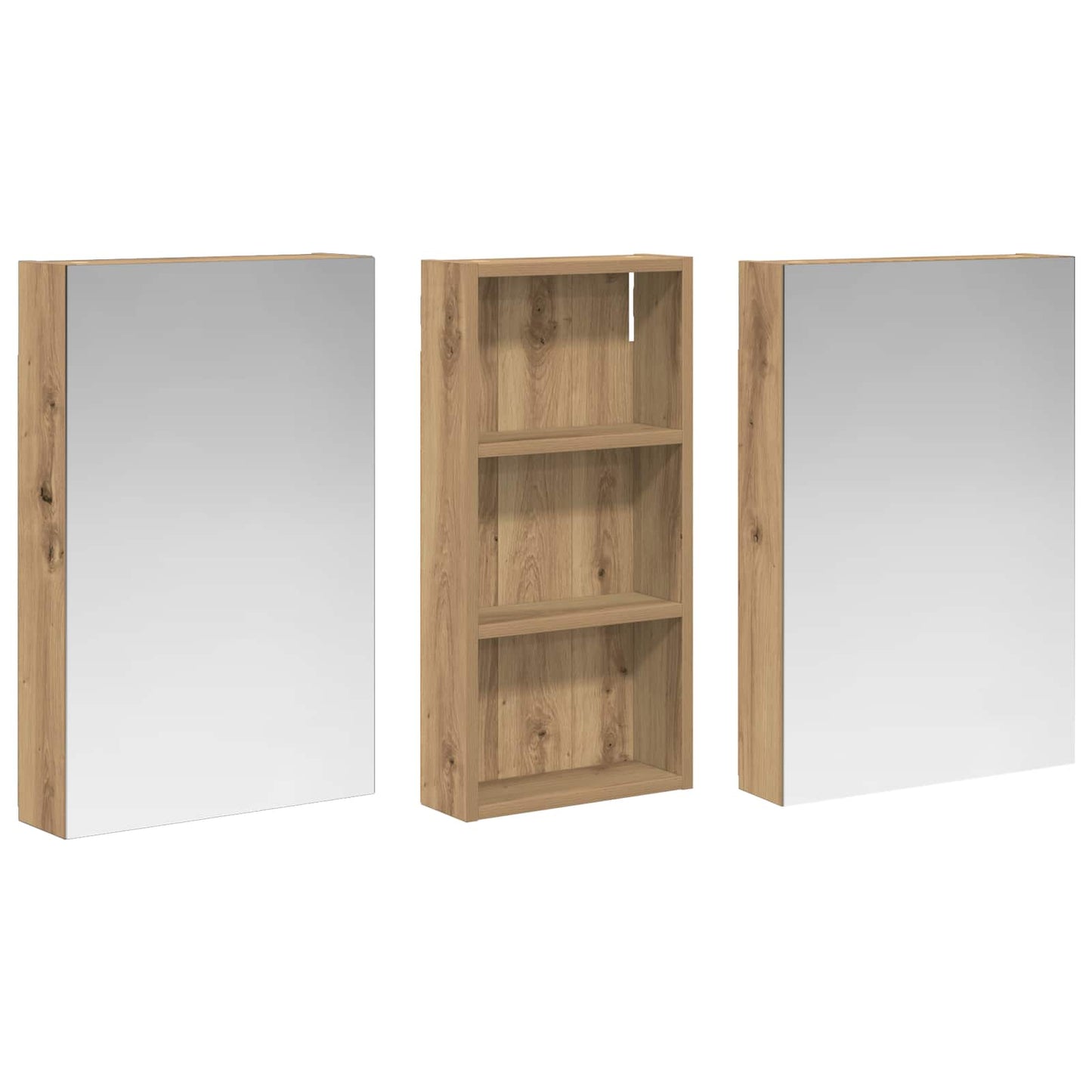 Baderomsskapsett 3 stk. 110 x 10,5 x 60,5 cm Konstruert tre