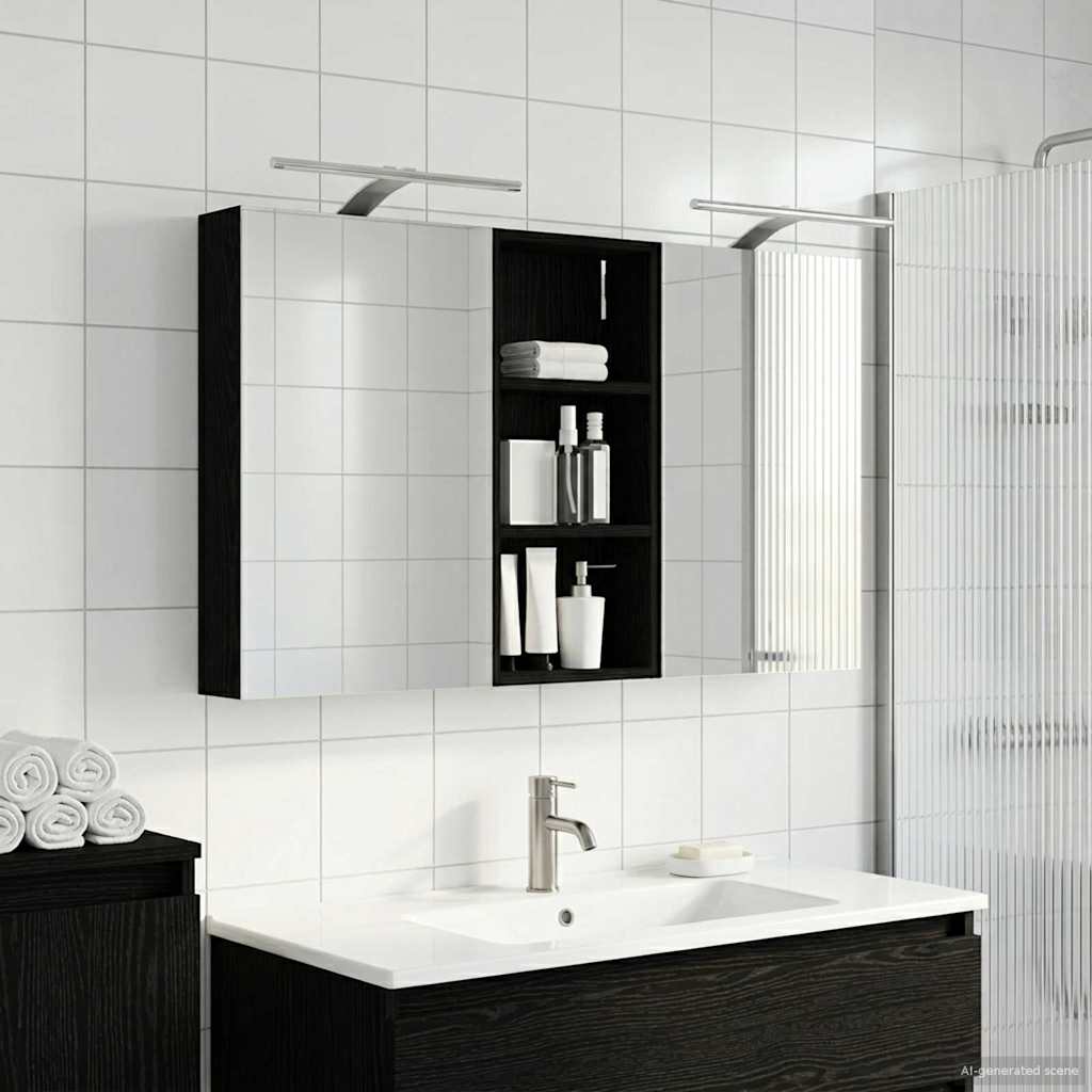 Baderomsskapsett 3 pcs 110 x 10,5 x 60,5 cm Konstruert tre