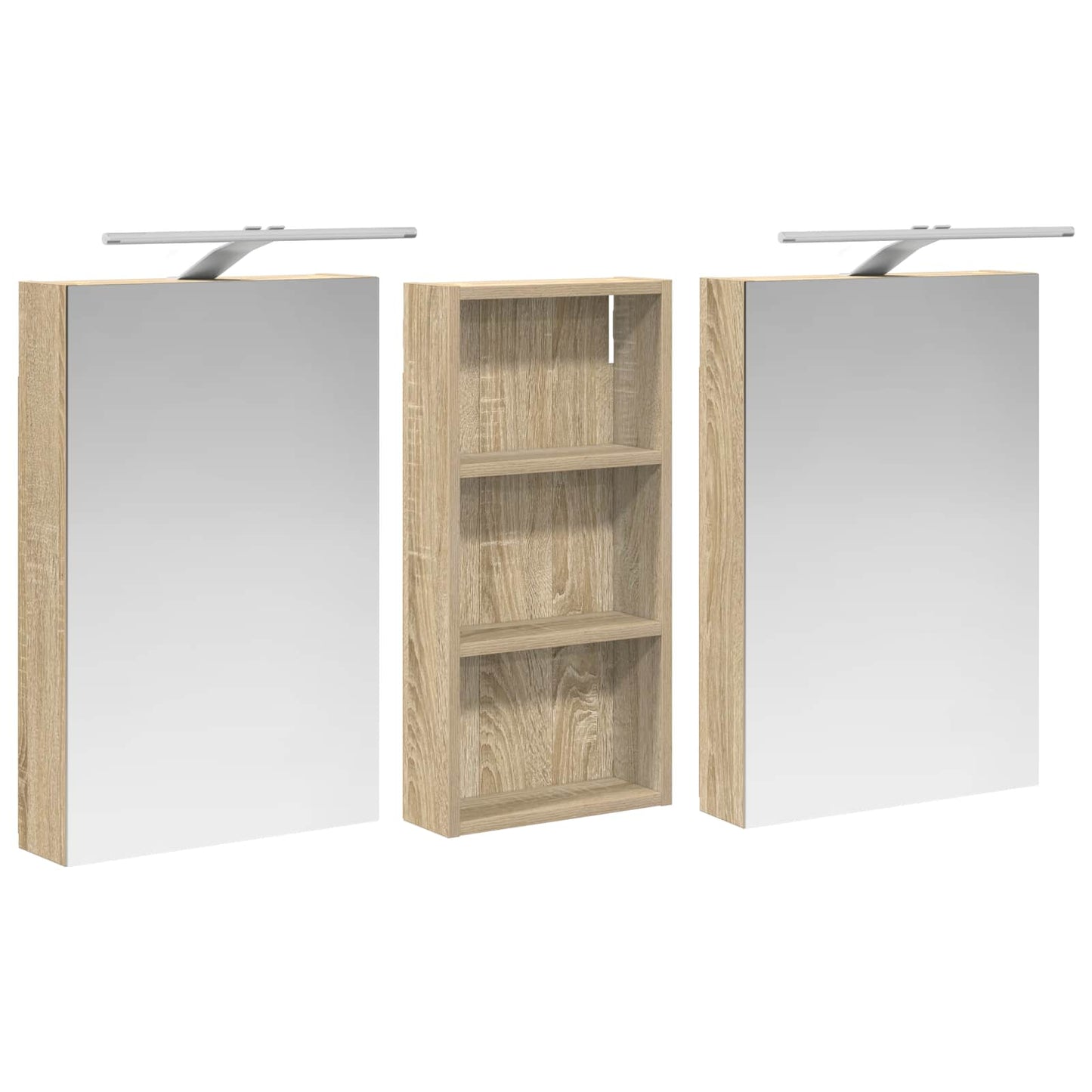 Baderomsskapsett 3 pcs 110 x 10,5 x 60,5 cm Konstruert tre