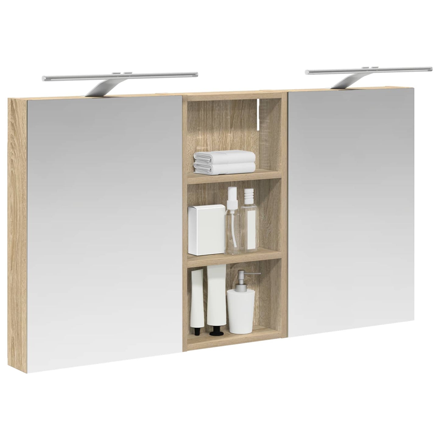 Baderomsskapsett 3 pcs 110 x 10,5 x 60,5 cm Konstruert tre