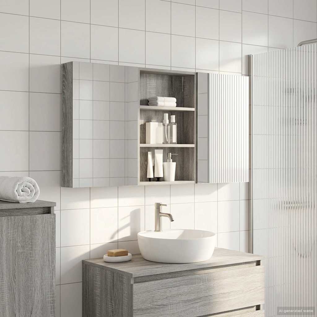 Baderomsskapsett 3 pcs 120 x 10,5 x 60,5 cm Konstruert tre