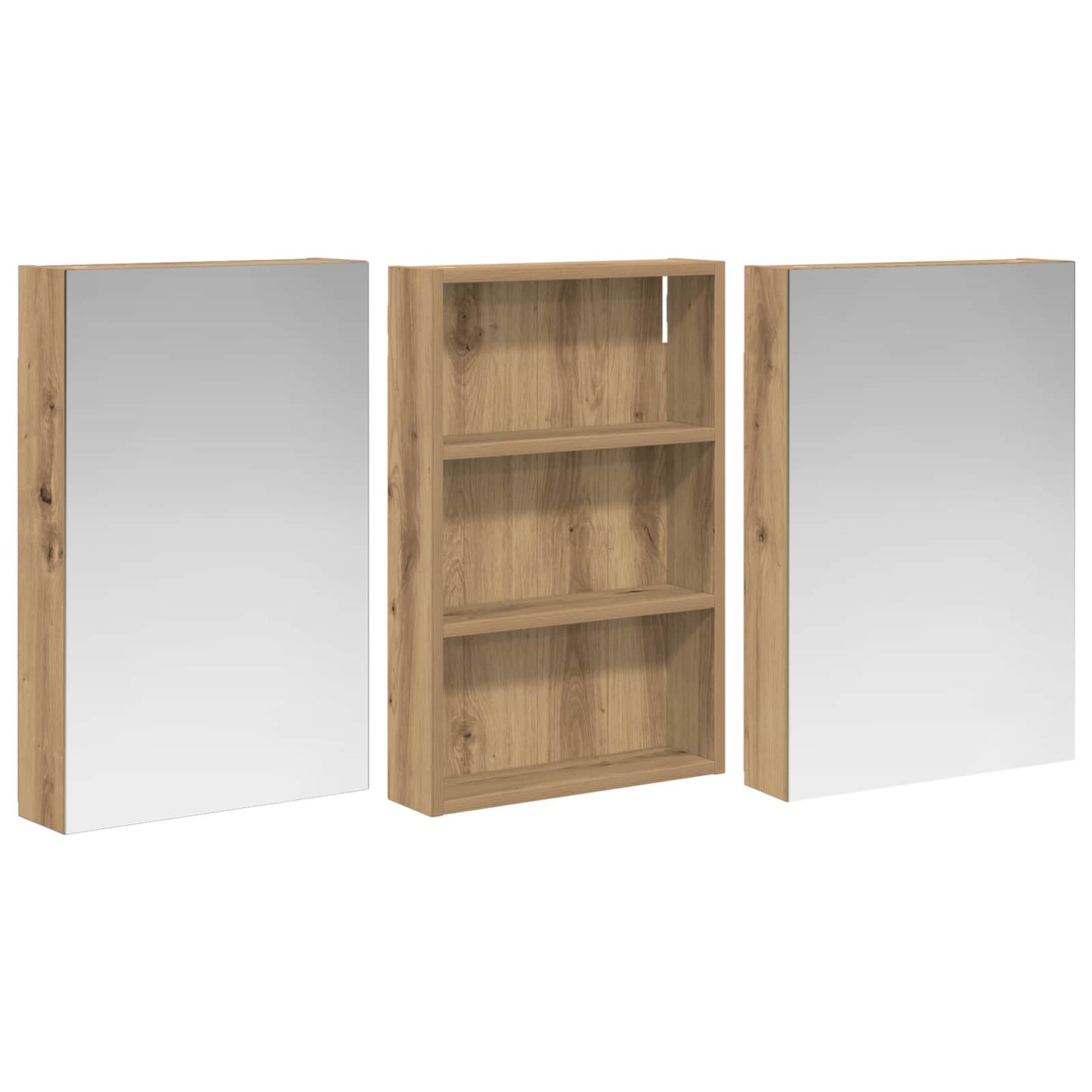 Baderomsskapsett 3 stk. 120 x 10,5 x 60,5 cm Konstruert tre