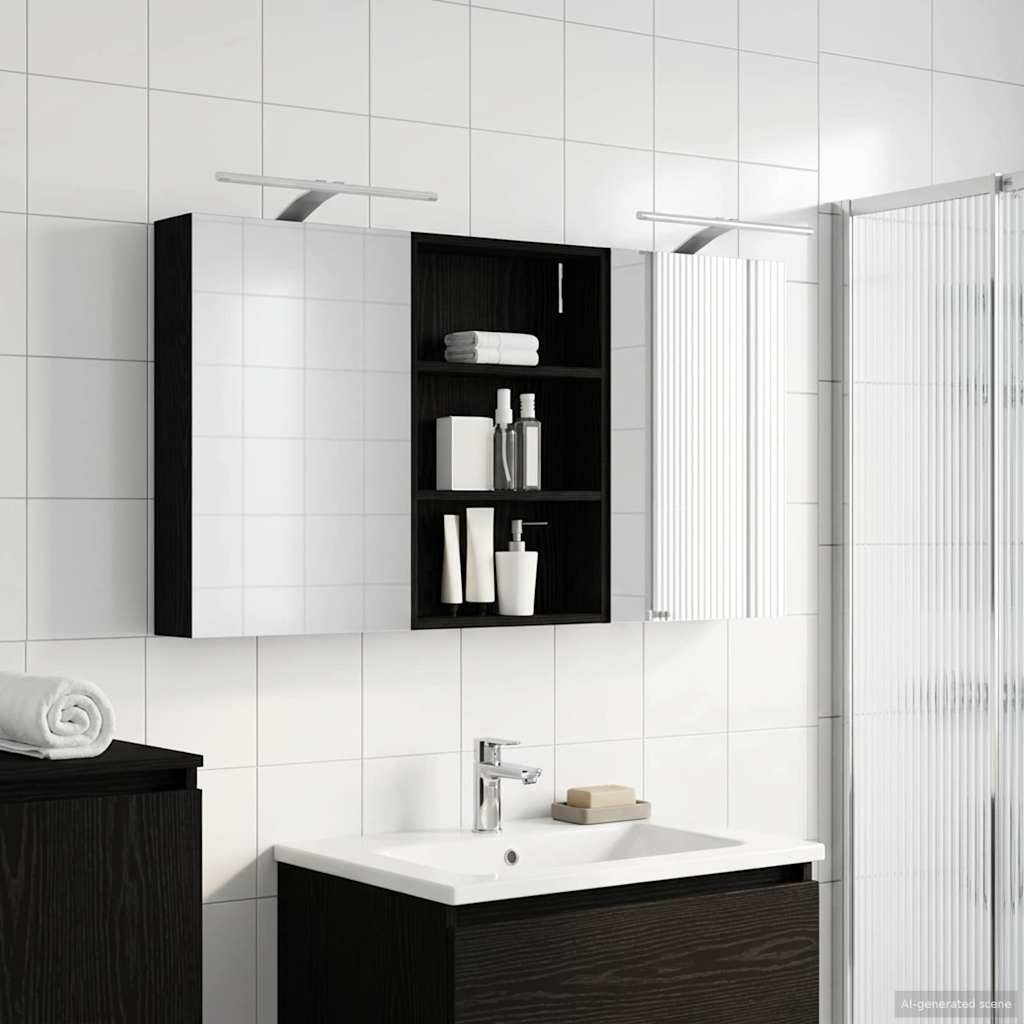 Baderomsskapsett 3 pcs 120 x 10,5 x 60,5 cm Konstruert tre