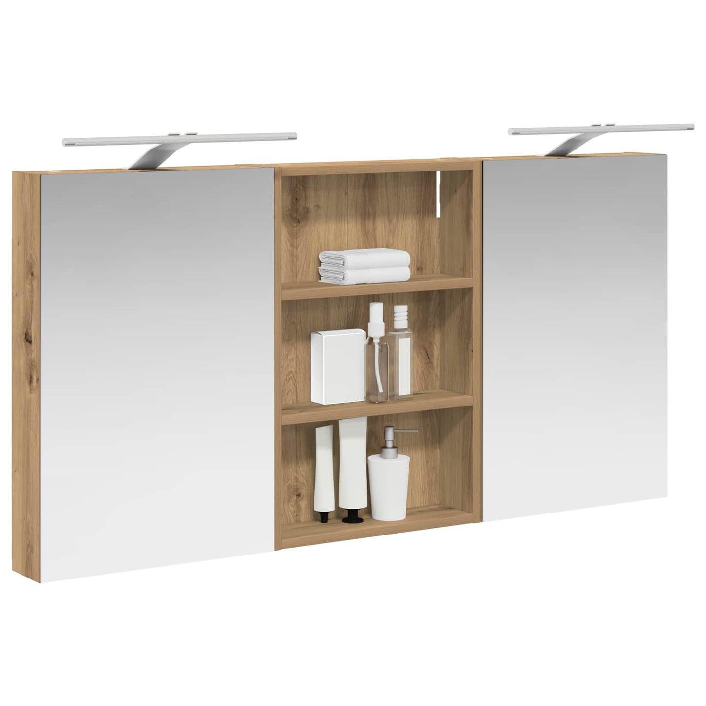Baderomsskapsett 3 stk. 120 x 10,5 x 60,5 cm Konstruert tre