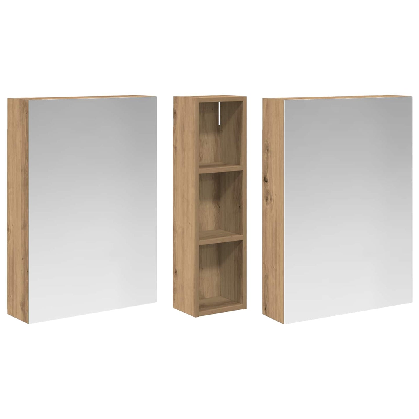 Baderomsskapsett 3 stk. 120 x 14,5 x 70 cm Konstruert tre