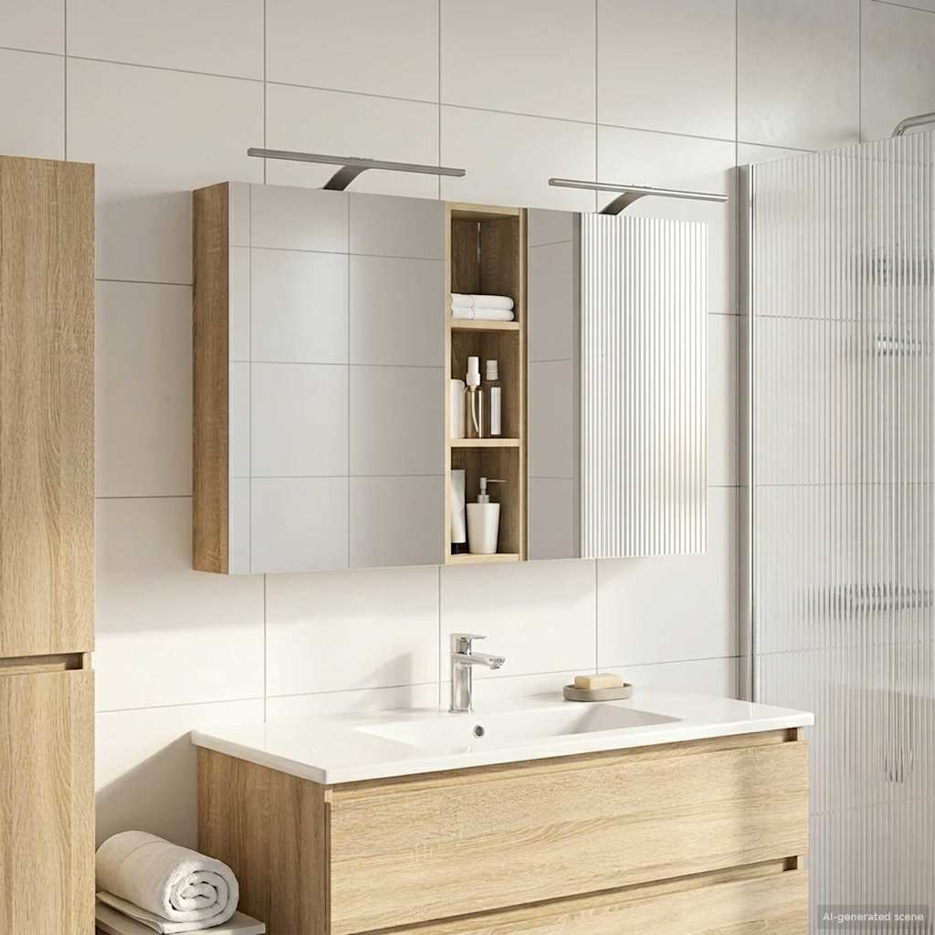 Baderomsskapsett 3 pcs 120 x 14,5 x 70 cm Konstruert tre