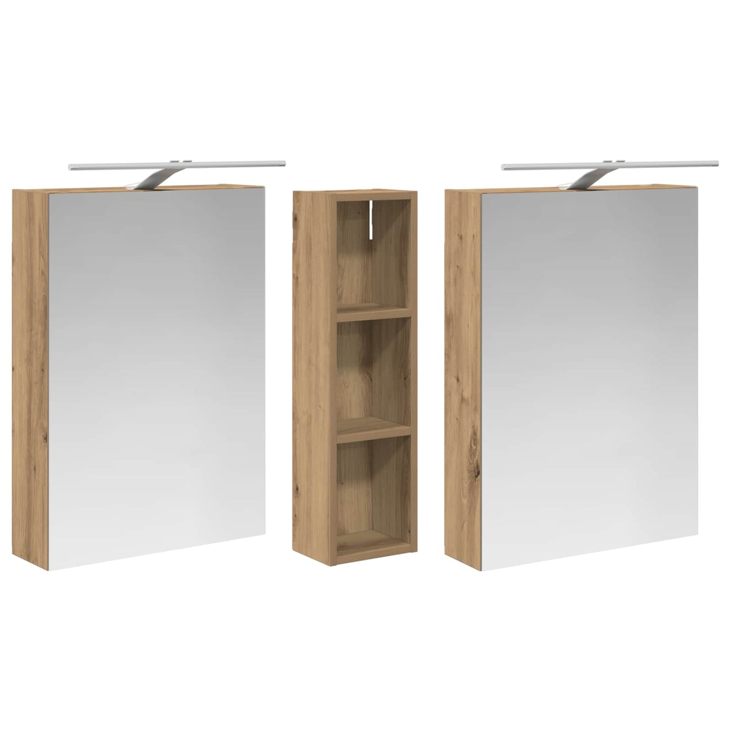 Baderomsskapsett 3 stk. 120 x 14,5 x 70 cm Konstruert tre