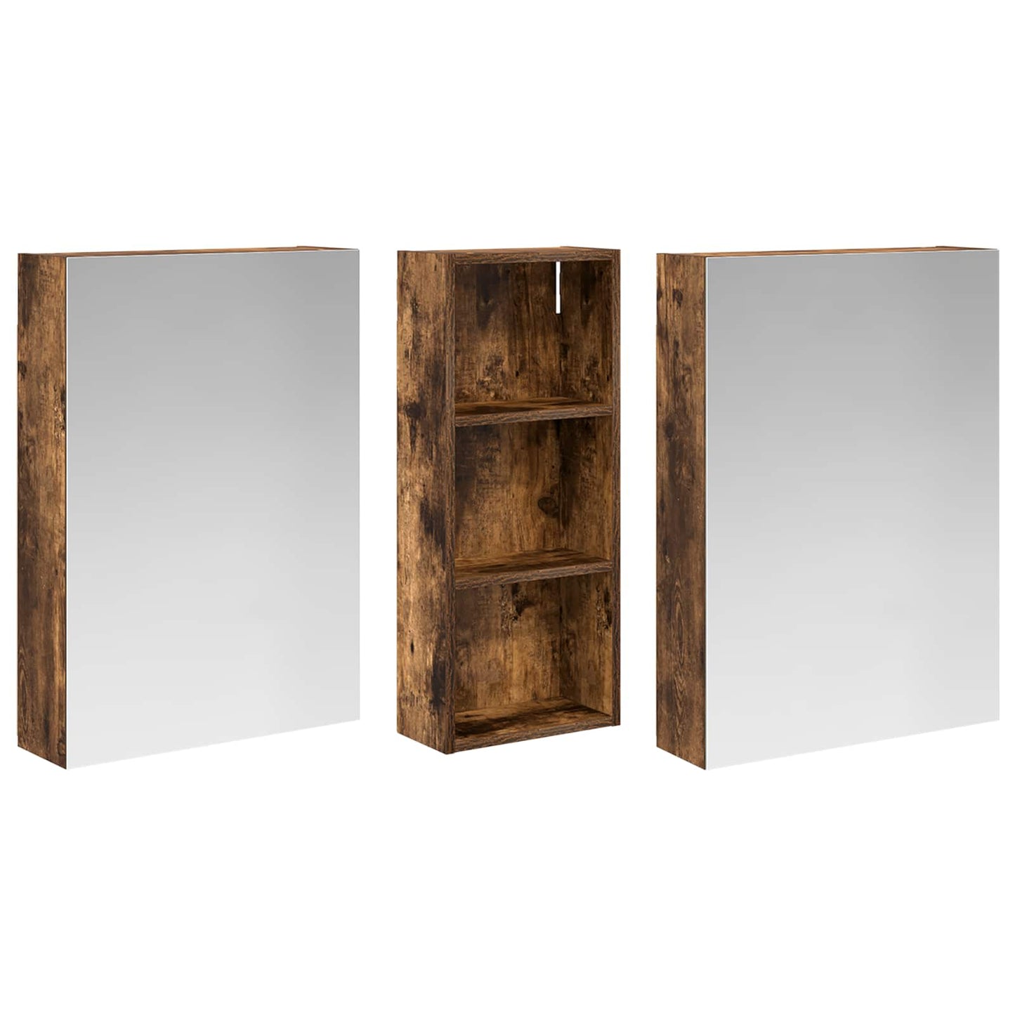 Baderomsskapsett 3 pcs 130 x 14,5 x 70 cm Konstruert tre