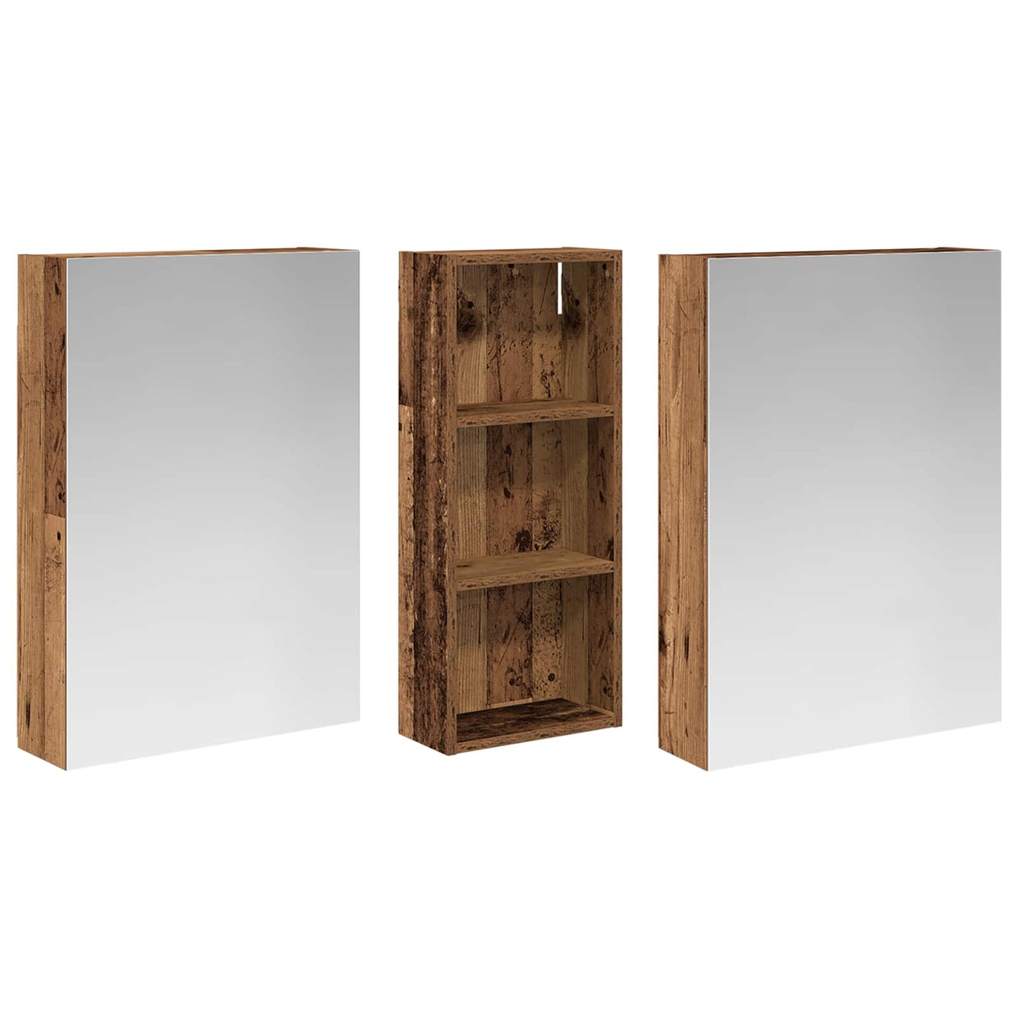 Baderomsskapsett 3 pcs 130 x 14,5 x 70 cm Konstruert tre