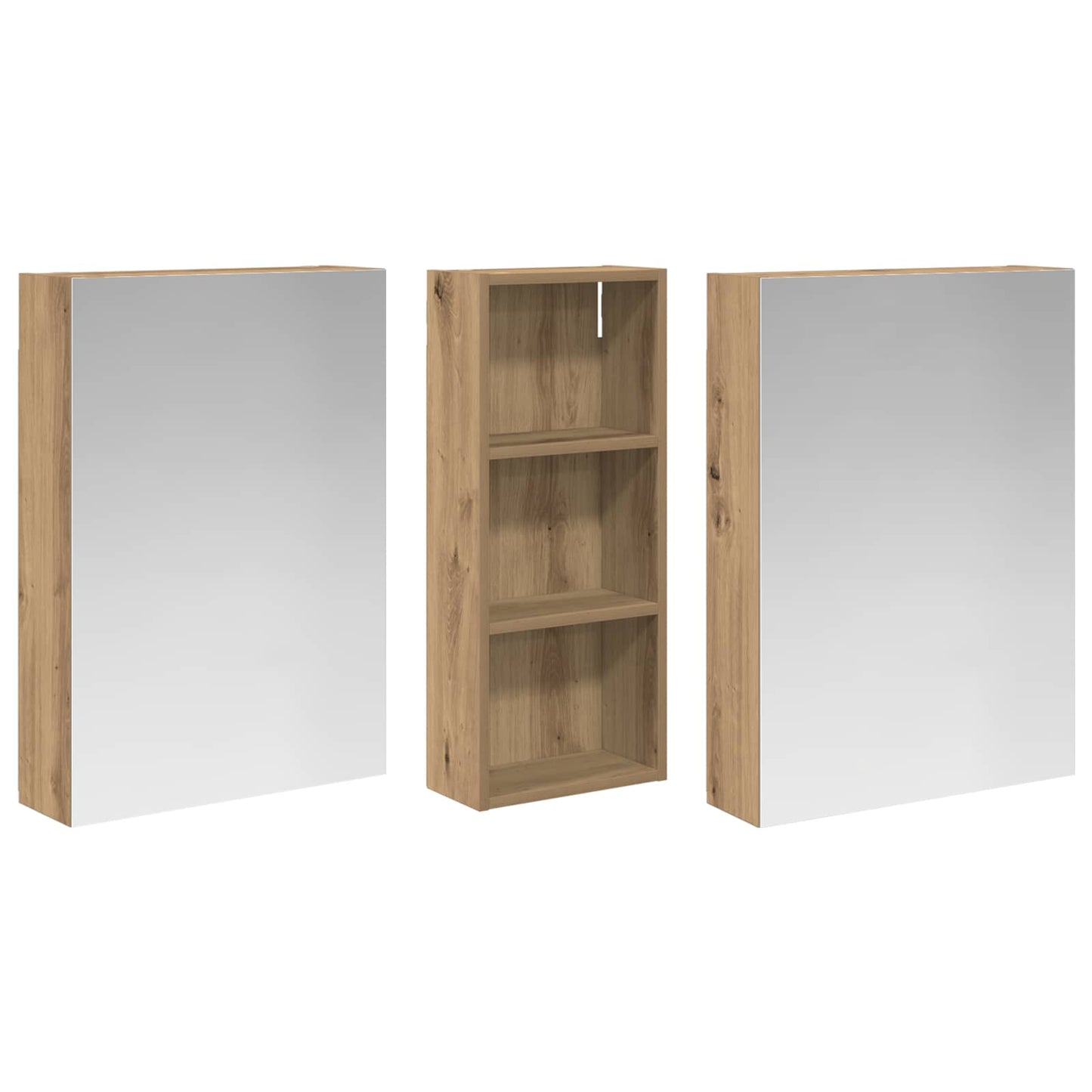 Baderomsskapsett 3 stk. 130 x 14,5 x 70 cm Konstruert tre
