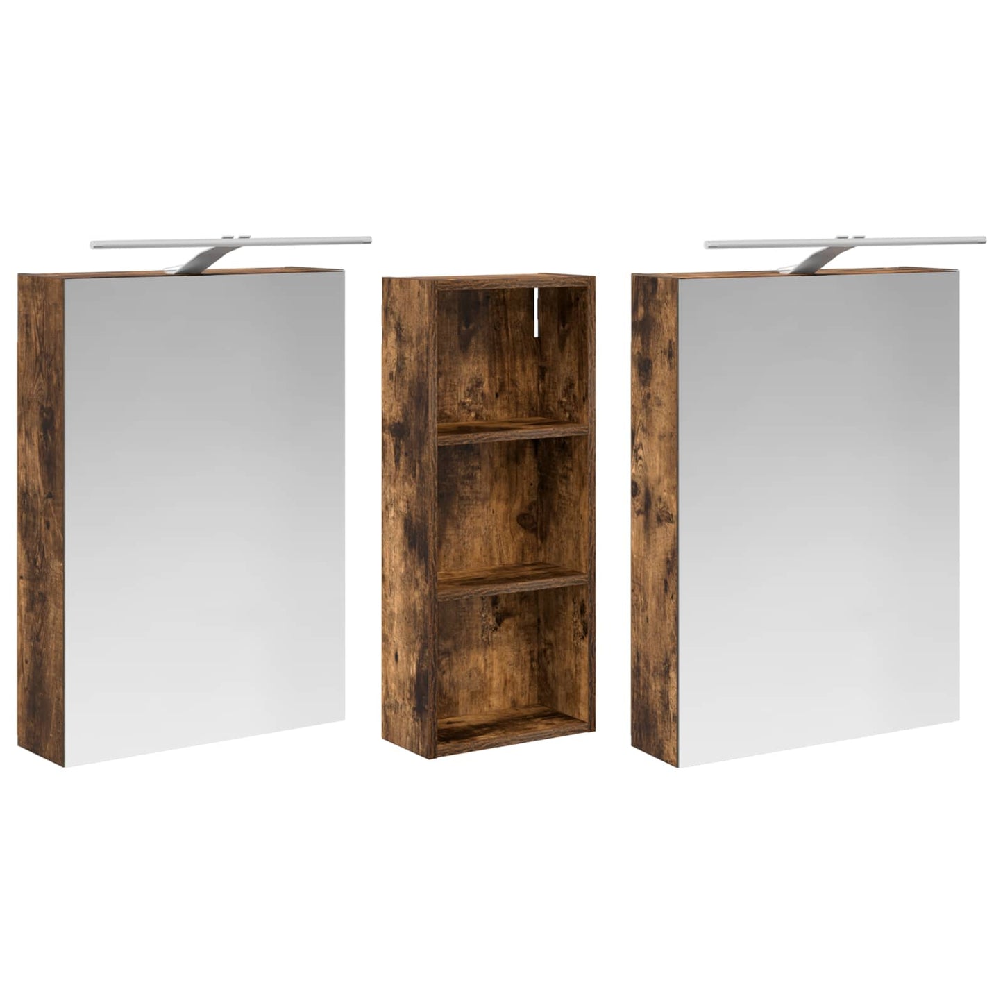 Baderomsskapsett 3 pcs 130 x 14,5 x 70 cm Konstruert tre