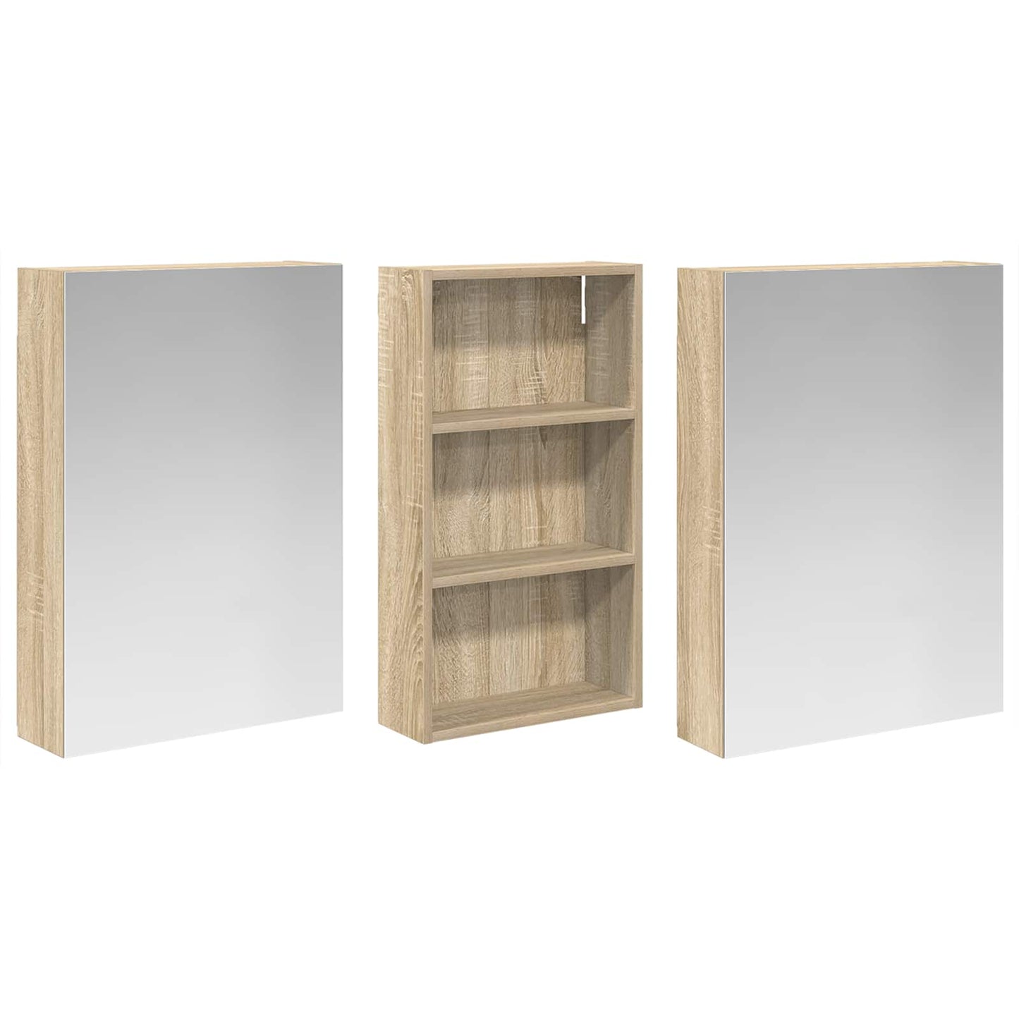Baderomsskapsett 3 pcs 140 x 14,5 x 70 cm Konstruert tre