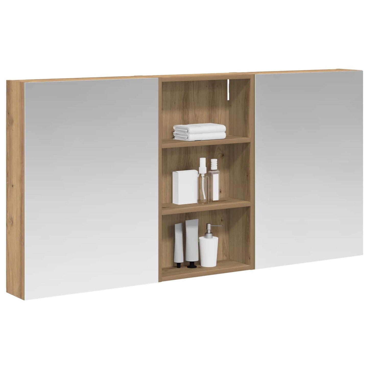 Baderomsskapsett 3 stk. 140 x 14,5 x 70 cm Konstruert tre