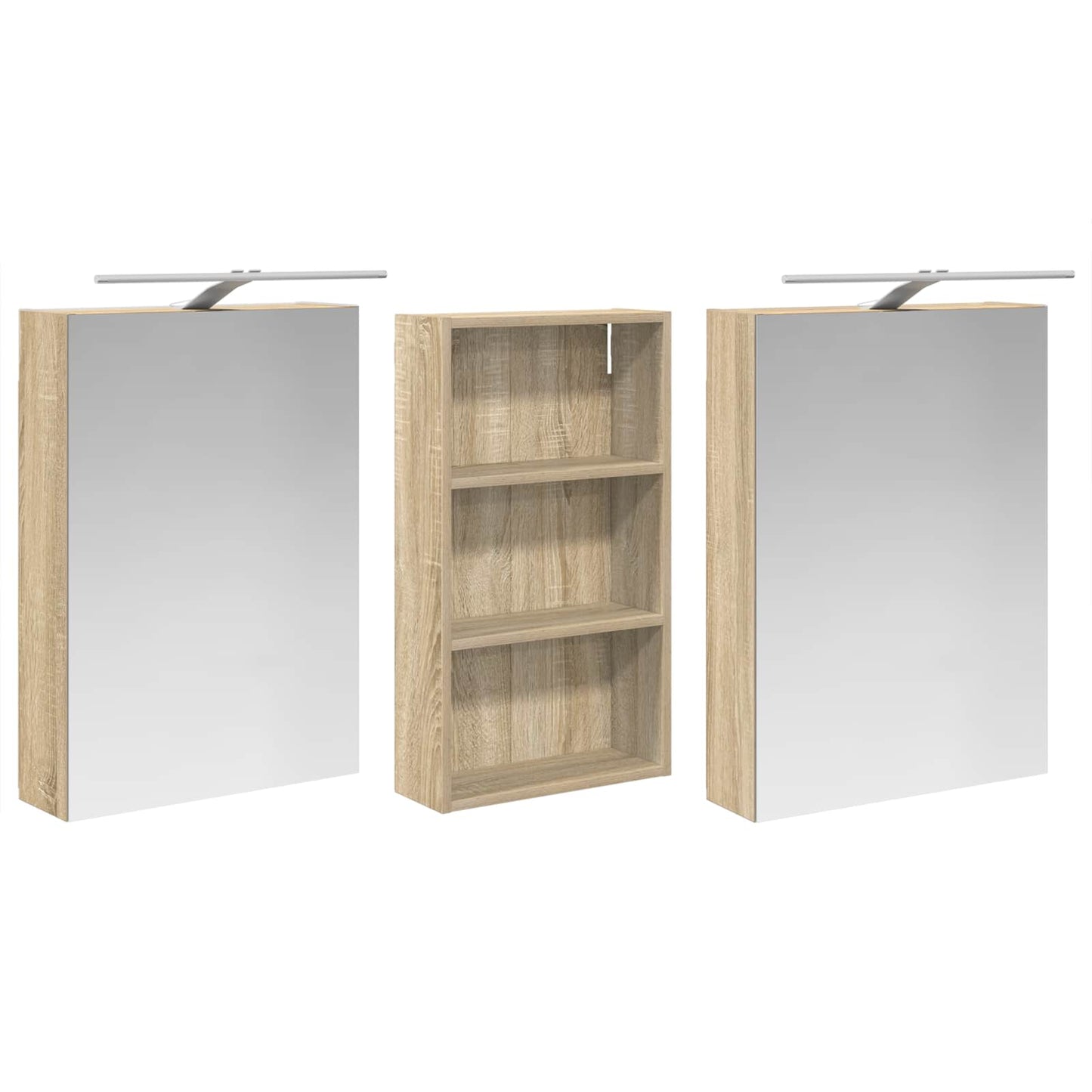 Baderomsskapsett 3 pcs 140 x 14,5 x 70 cm Konstruert tre