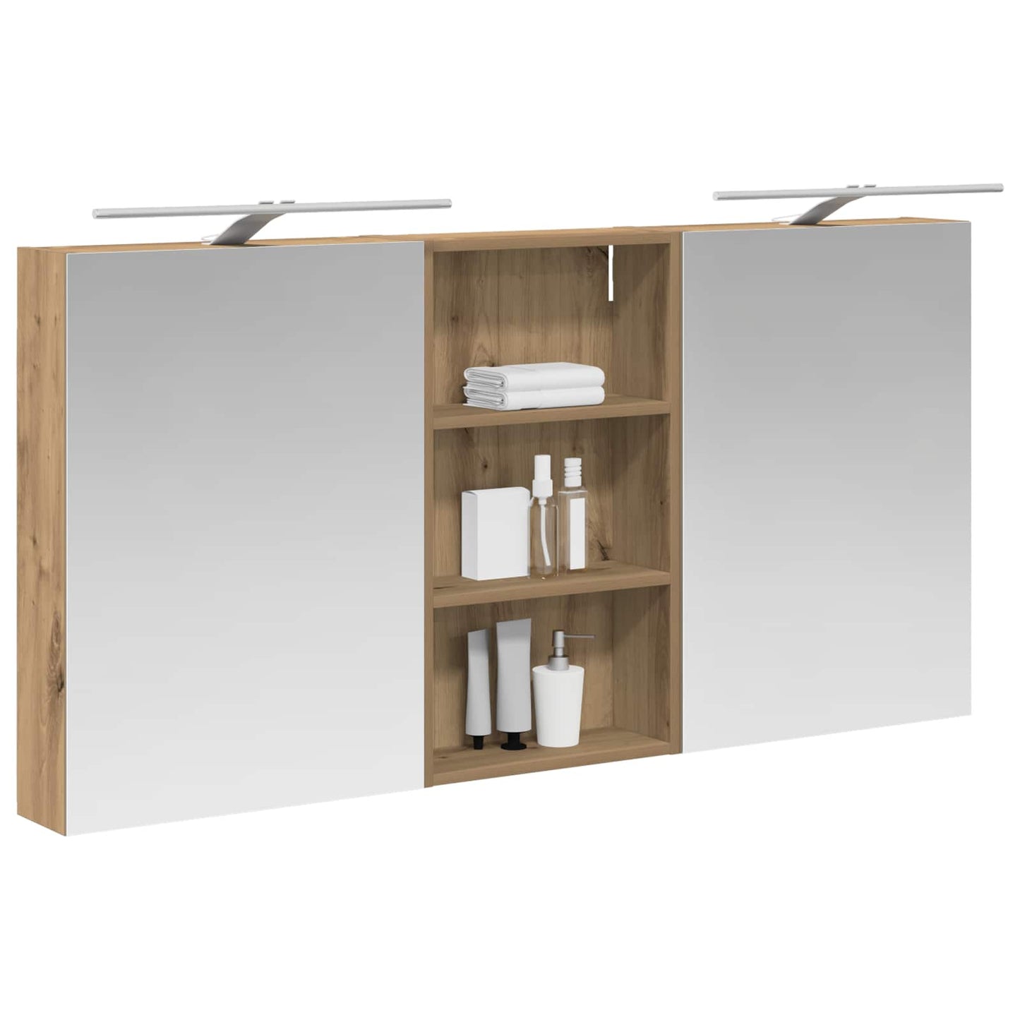 Baderomsskapsett 3 stk. 140 x 14,5 x 70 cm Konstruert tre