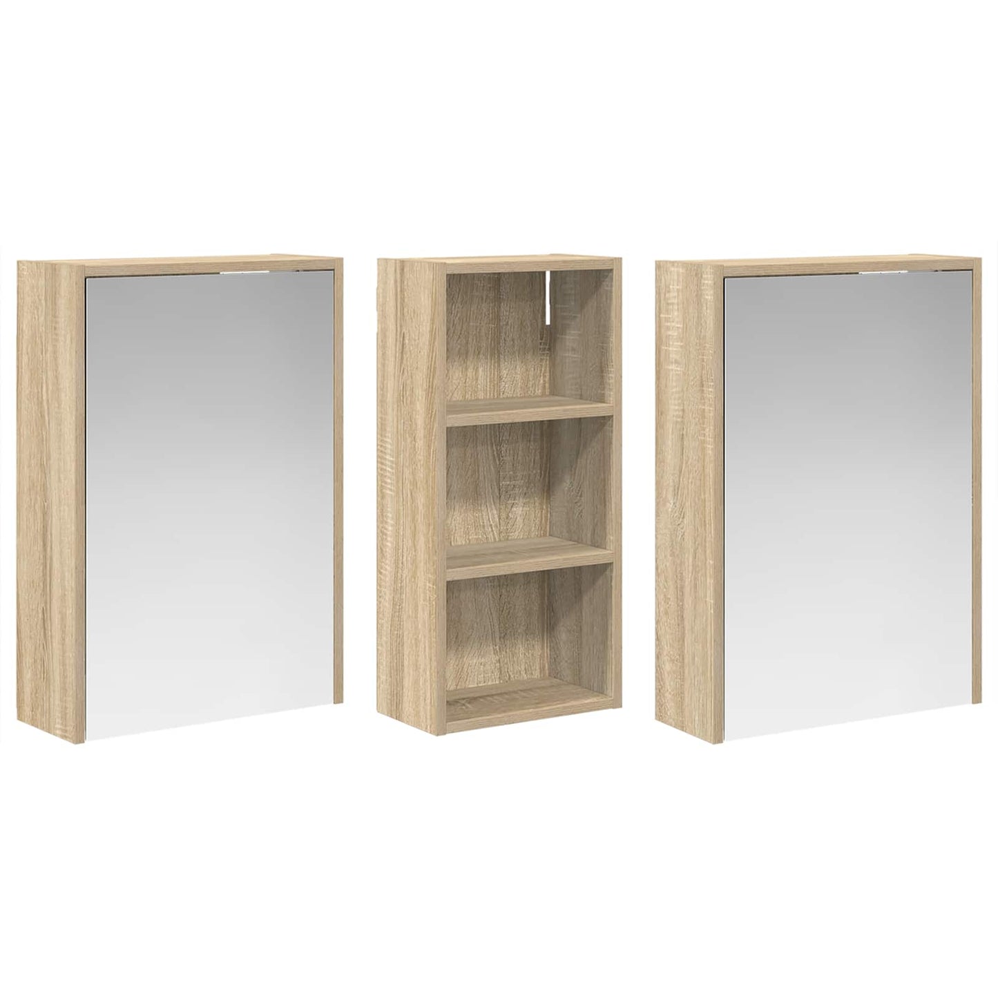 Baderomsskapsett for 3 pcs 116 x 16 x 62,5 cm Konstruert tre