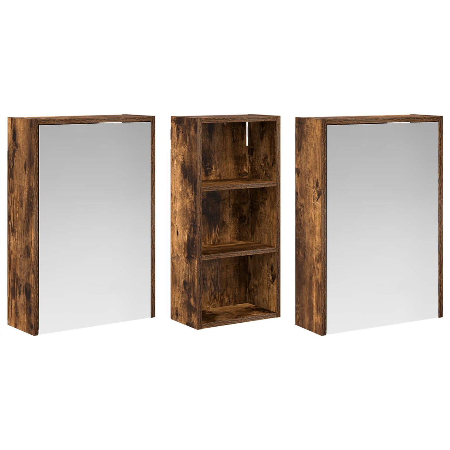 Baderomsskapsett for 3 pcs 116 x 16 x 62,5 cm Konstruert tre