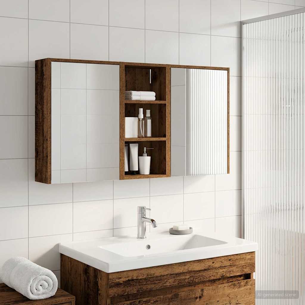 Baderomsskapsett for 3 pcs 116 x 16 x 62,5 cm Konstruert tre