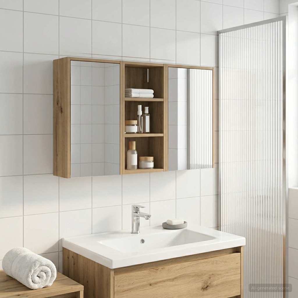 Baderomsskapsett 3 stk. 116 x 16 x 62,5 cm Konstruert tre