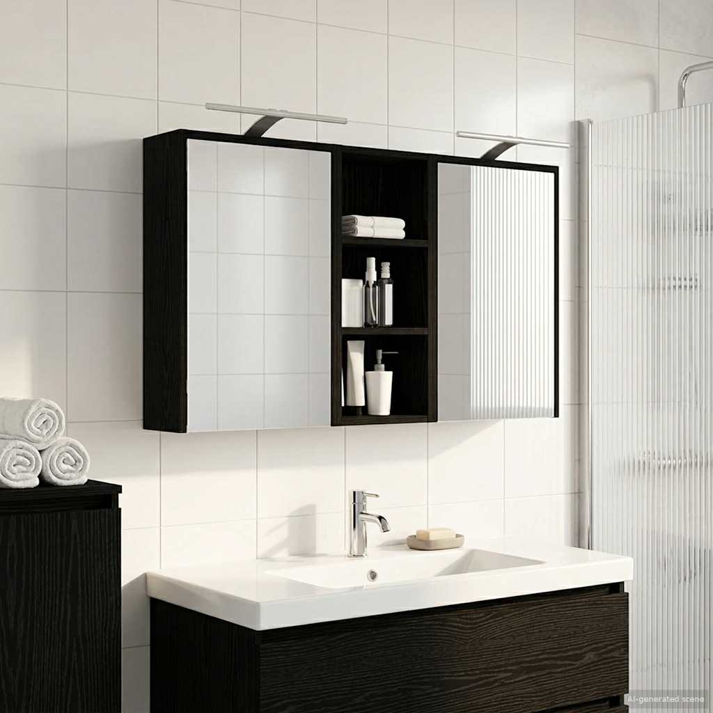 Baderomsskapsett for 3 pcs 116 x 16 x 62,5 cm Konstruert tre