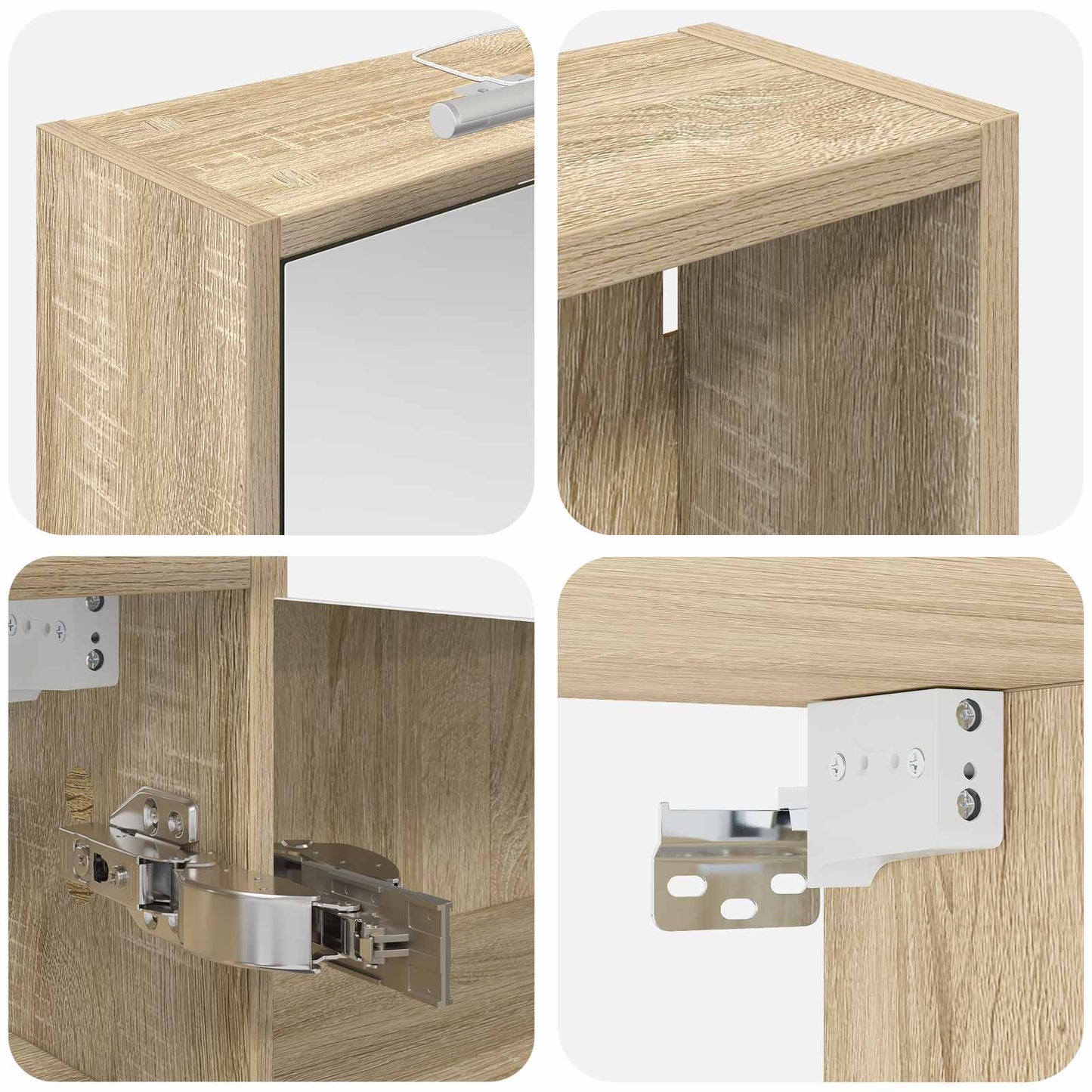 Baderomsskapsett for 3 pcs 116 x 16 x 62,5 cm Konstruert tre