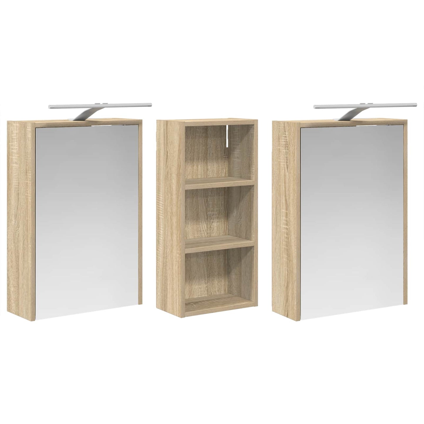 Baderomsskapsett for 3 pcs 116 x 16 x 62,5 cm Konstruert tre
