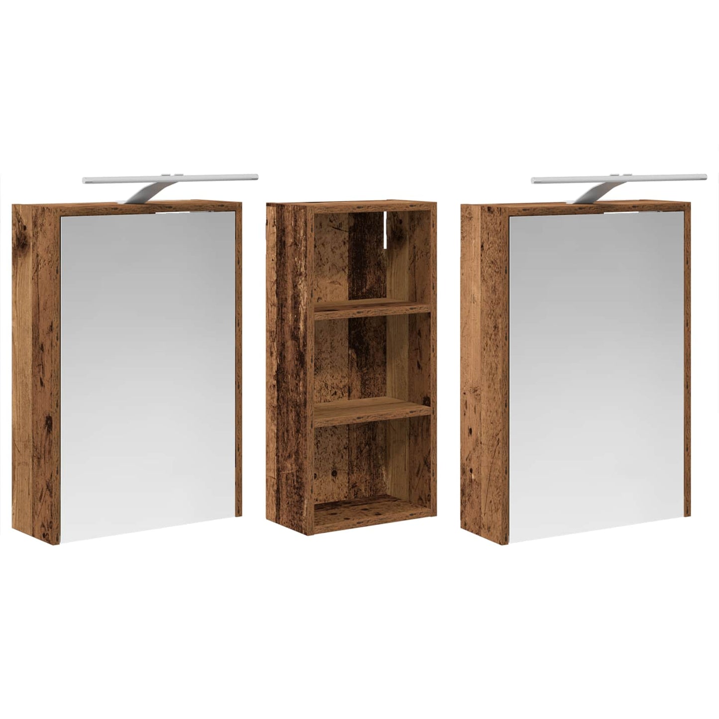 Baderomsskapsett for 3 pcs 116 x 16 x 62,5 cm Konstruert tre