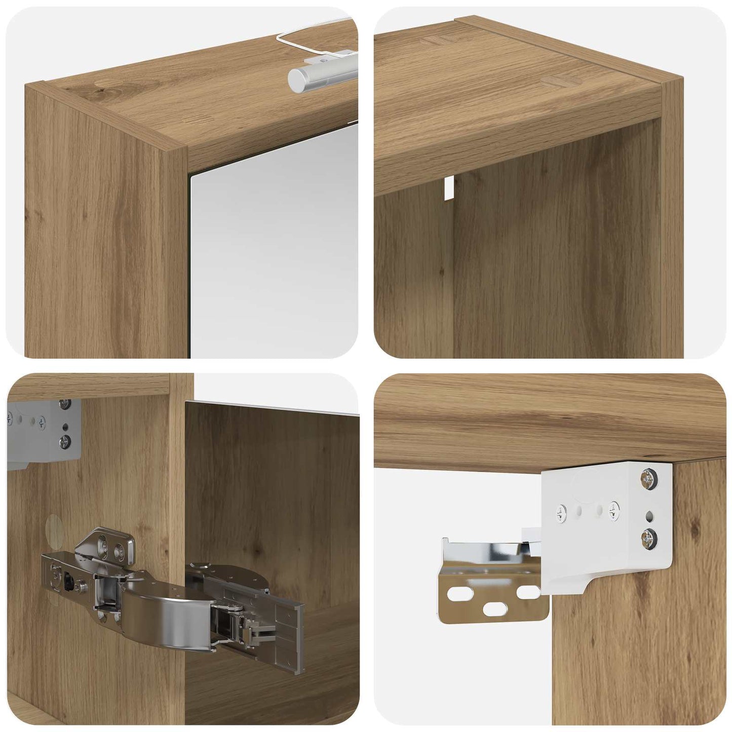 Baderomsskapsett 3 stk. 116 x 16 x 62,5 cm Konstruert tre