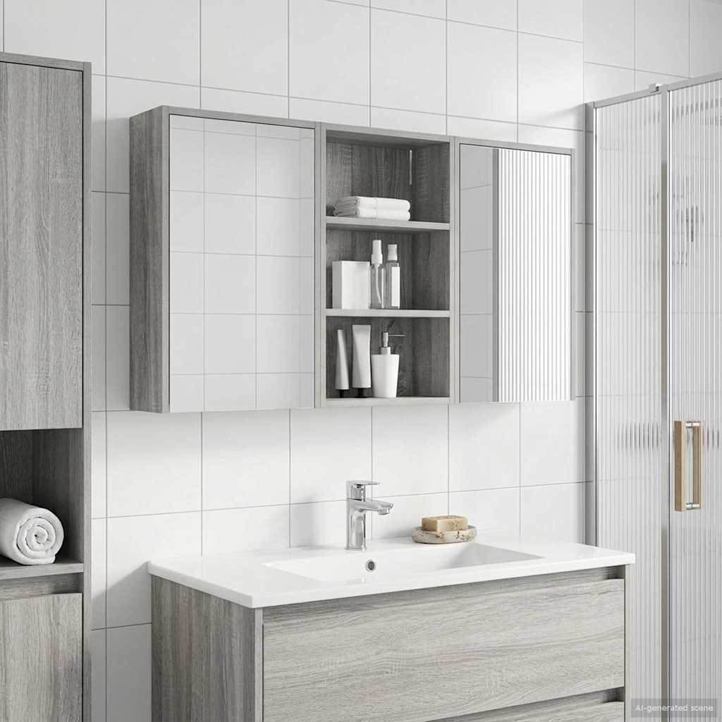 Baderomsskapsett 3 pcs 126 x 16 x 62.5 cm Konstruert tre