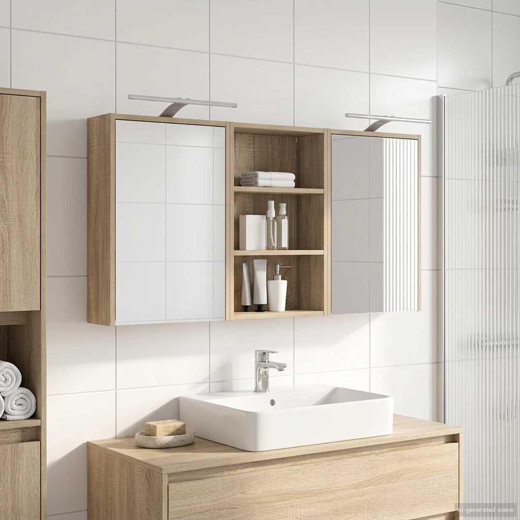 Baderomsskapsett 3 pcs 126 x 16 x 62.5 cm Konstruert tre