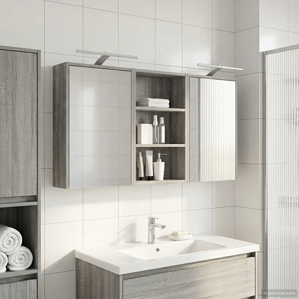 Baderomsskapsett 3 pcs 126 x 16 x 62.5 cm Konstruert tre