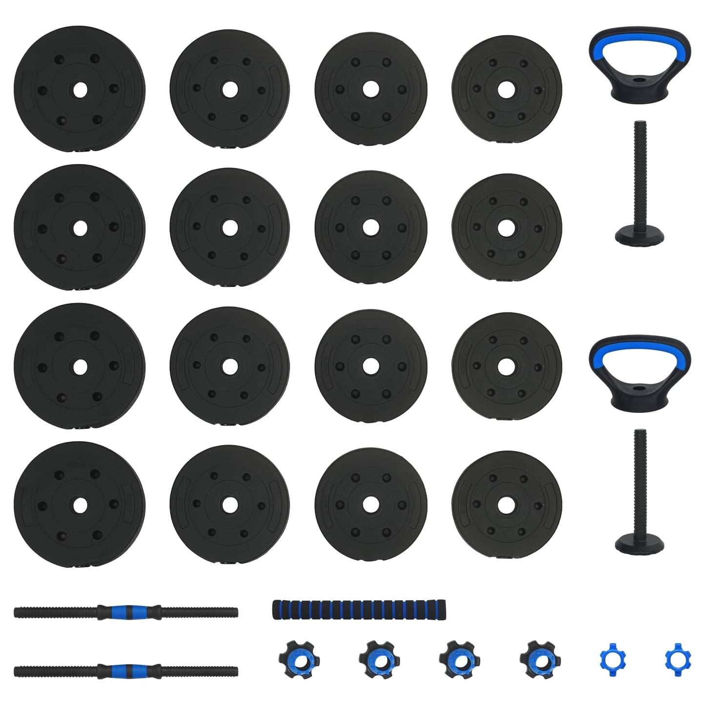 4-i-1 Manualsett 30kg Svart og Blå Sement og jernsand
