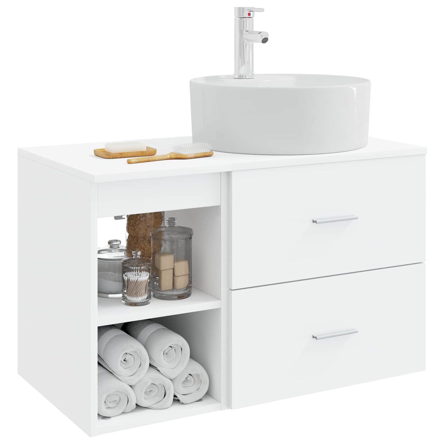 Baderomsinnredningssett 2 pcs Hvit Konstruert tre