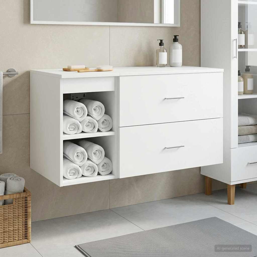 Baderomsinnredningssett 2 pcs Hvit Konstruert tre