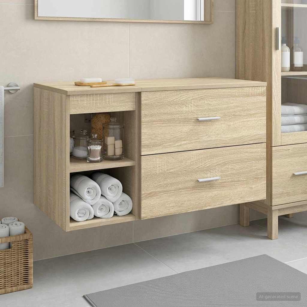 Baderomsinnredningssett 2 pcs Sonoma eik Konstruert tre