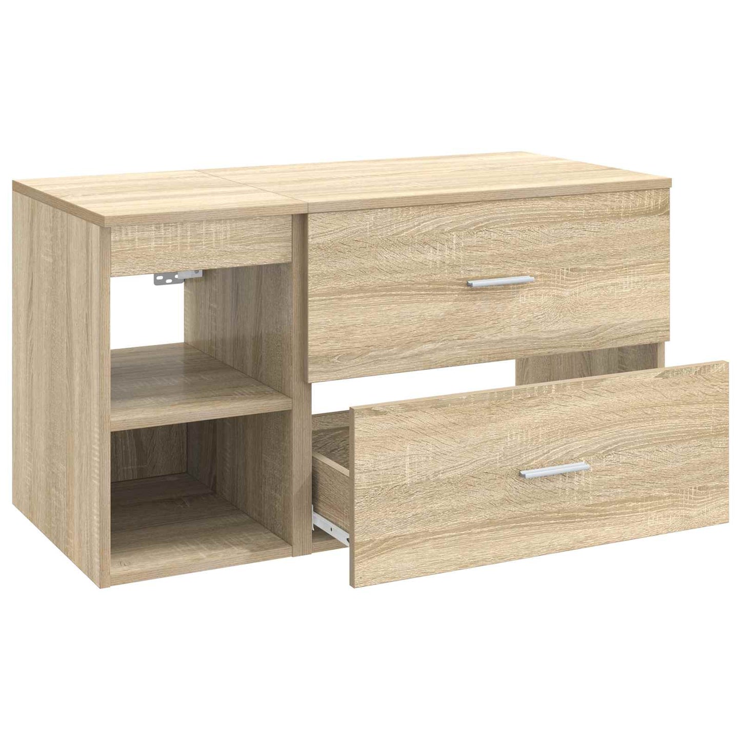 Baderomsinnredningssett 2 pcs Sonoma eik Konstruert tre