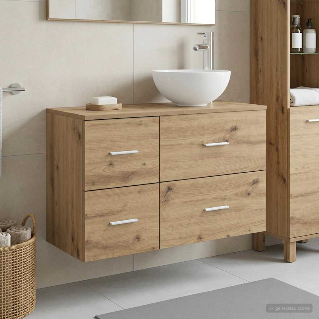 Baderomsinnredningssett 2 pcs Artisan eik Konstruert tre