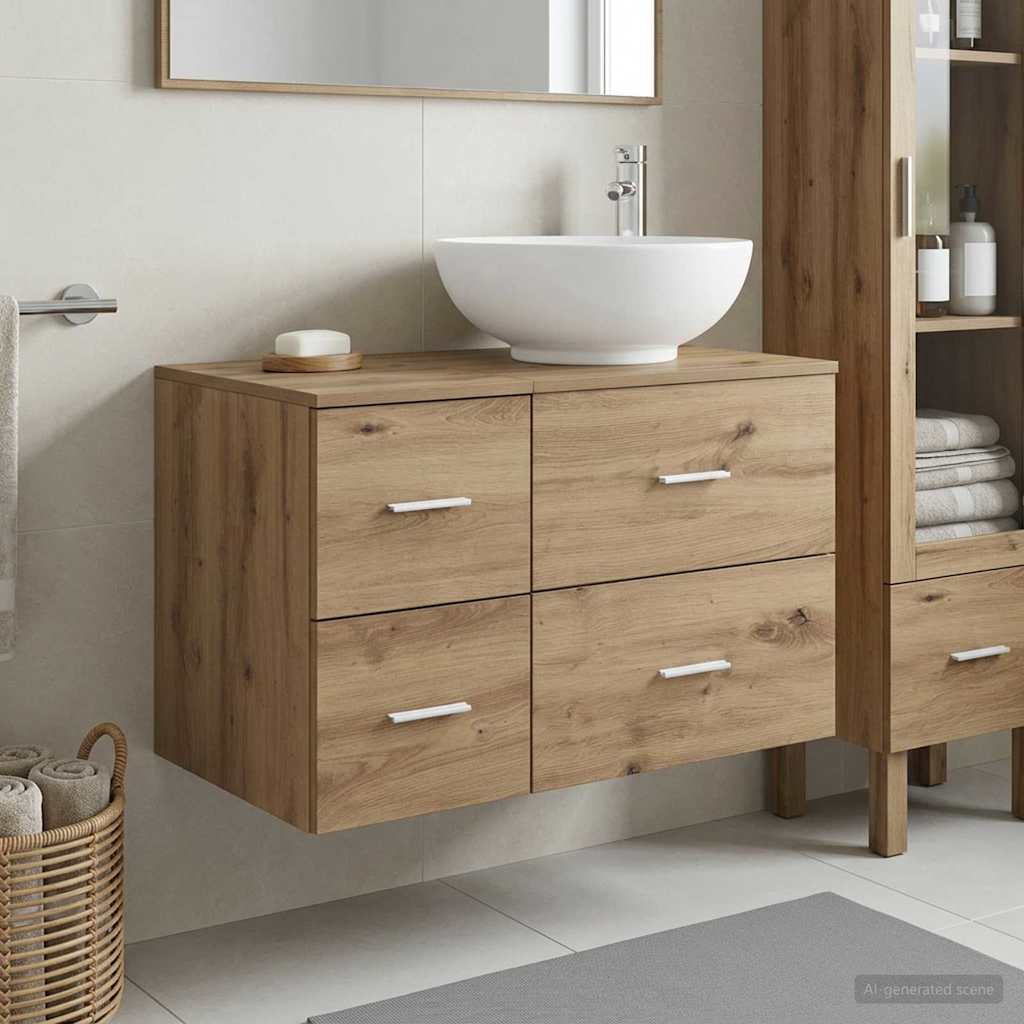 Baderomsinnredningssett 2 stk. Artisan eik Konstruert tre