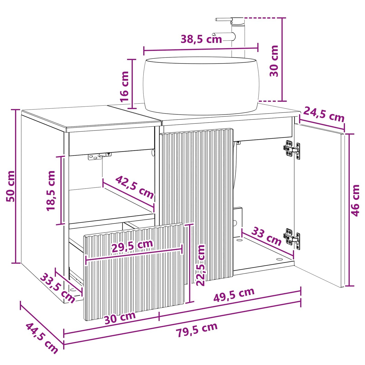 Baderomsinnredningssett 2 stk. Svart Konstruert tre