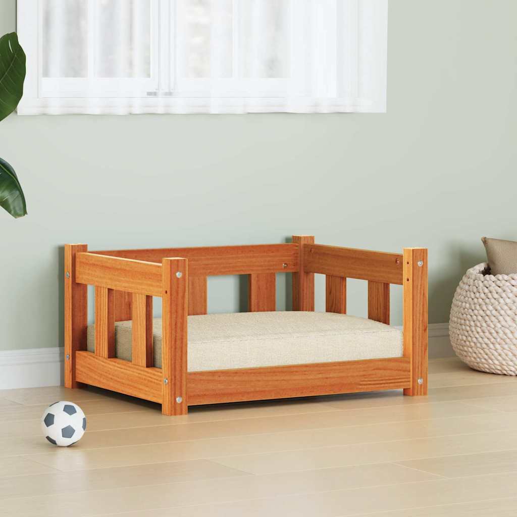 Hundeseng med lagring Vokset Brun 55 x 45 x 28 cm Massiv furu