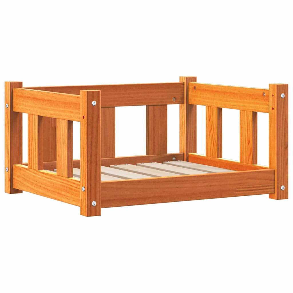 Hundeseng med lagring Vokset Brun 55 x 45 x 28 cm Massiv furu