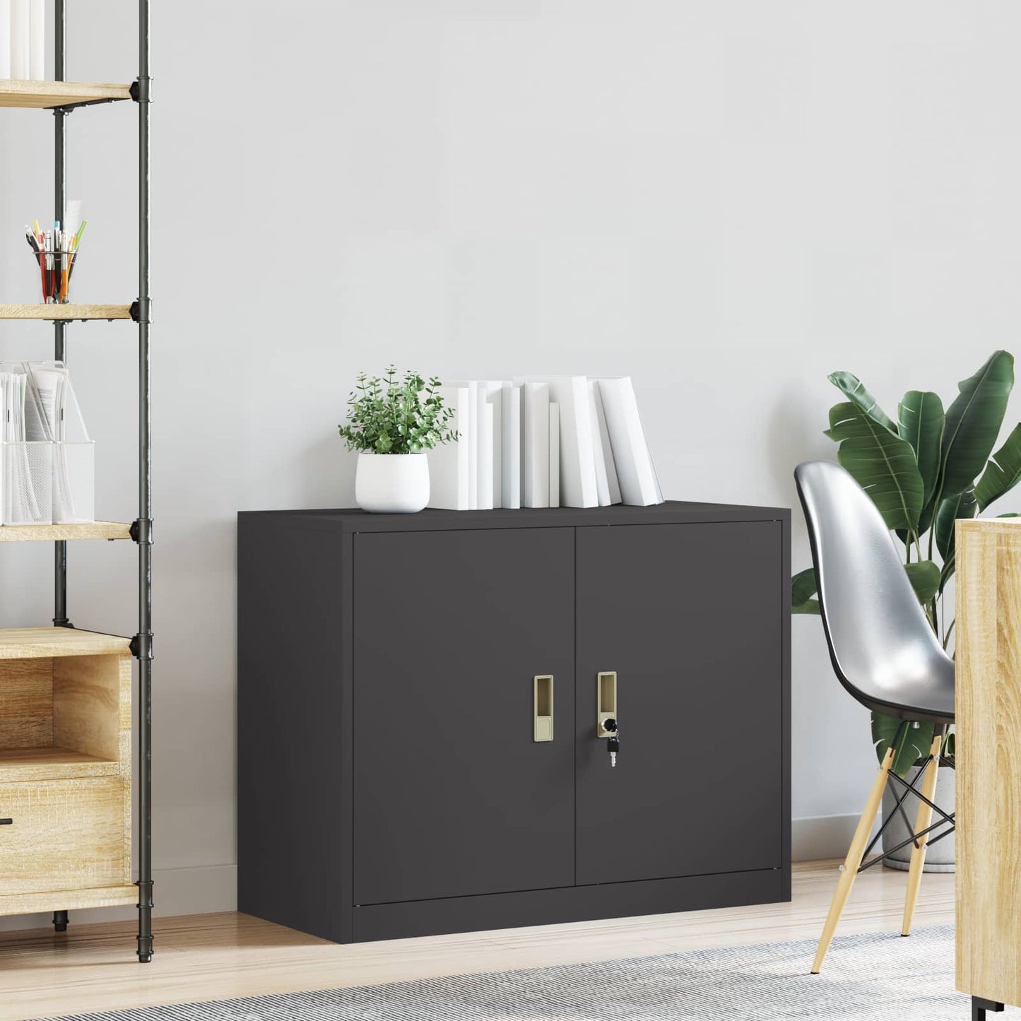 Oppbevaringsskap Svart 90 x 40 x 70 cm Stål