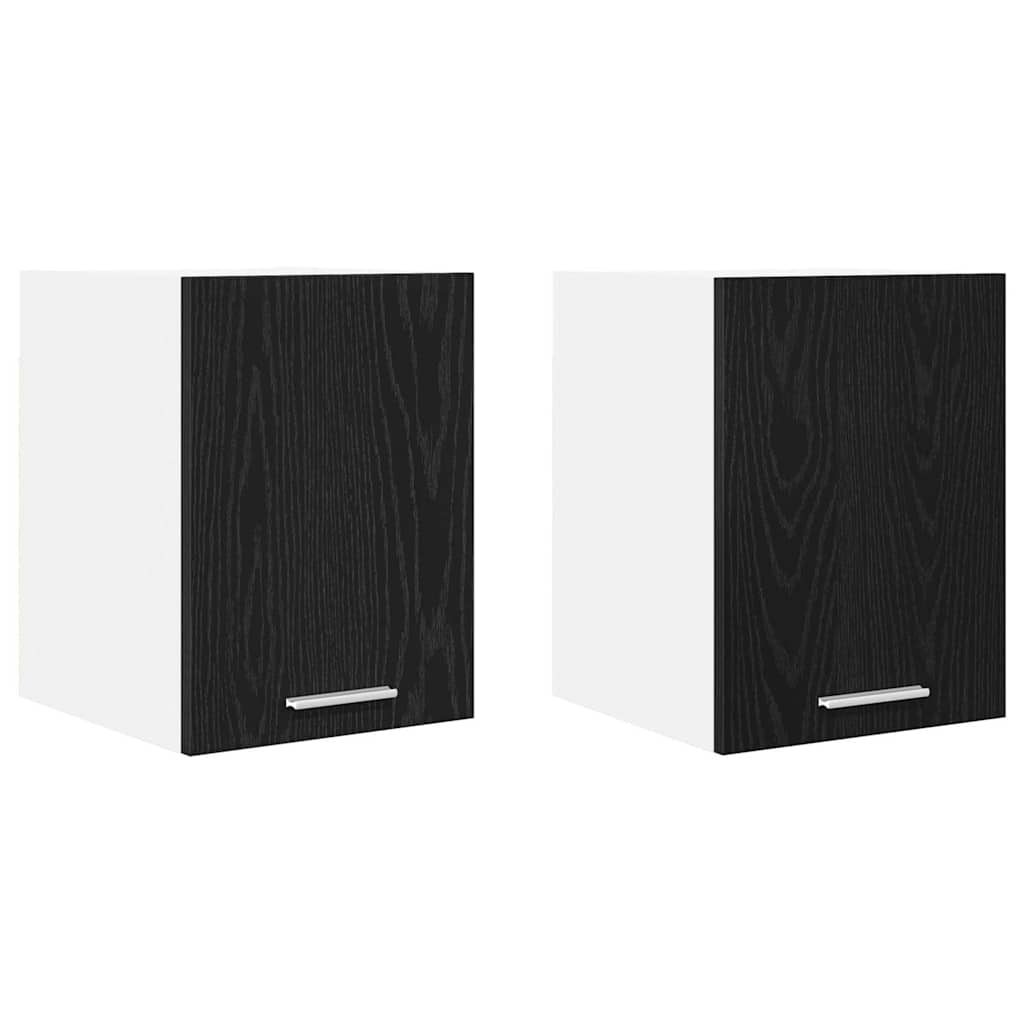 Hengende skap med dør 2 pcs Svart eik og hvit 30 x 31 x 40 cm