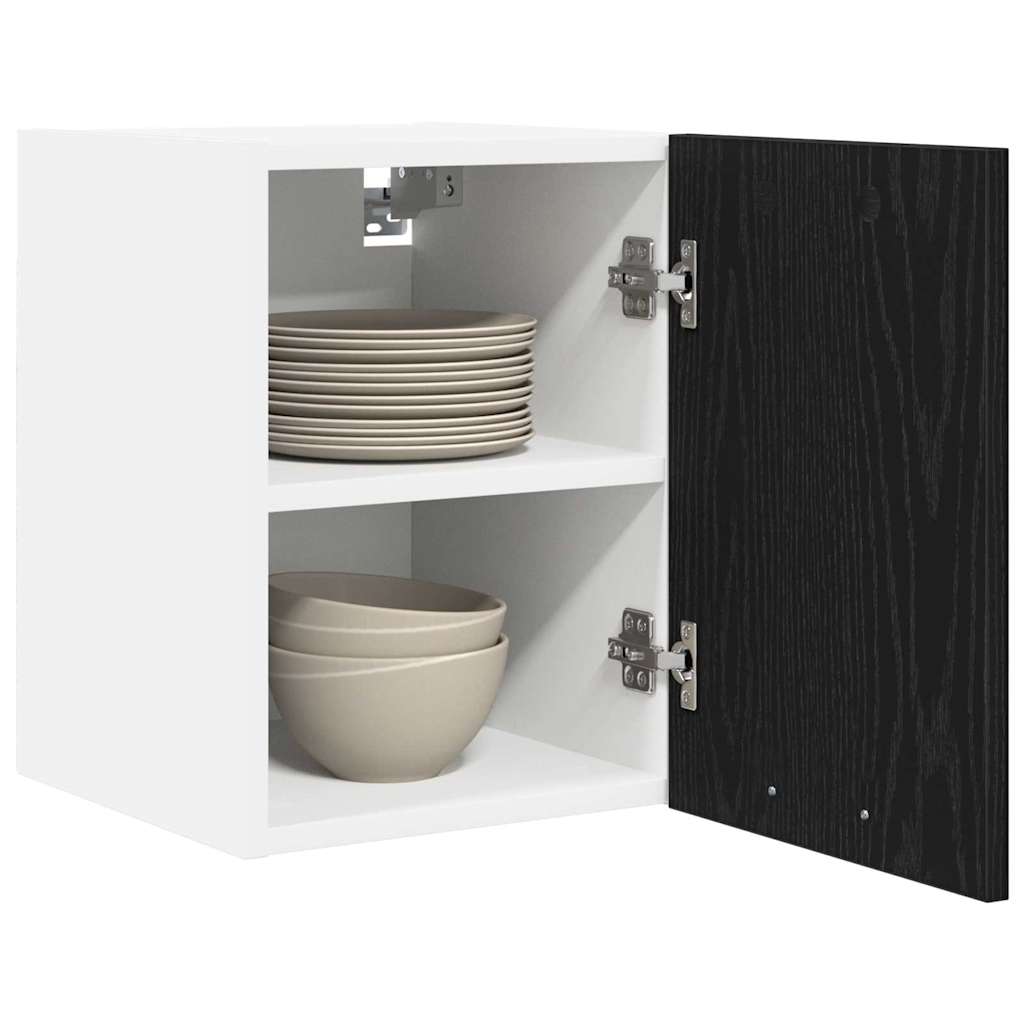 Hengende skap med dør 2 pcs Svart eik og hvit 30 x 31 x 40 cm